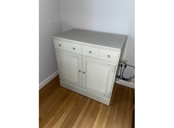 White Painted Wood Ethan Allen Office Storage Cabinet With Shelves