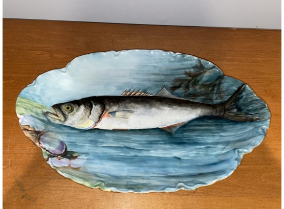 Antique Fish Plate Haviland France Limoges - Beautiful Hand Painted - Signed 1905