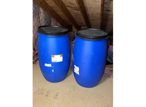 (2) Plastic Storage Barrels - Great For Rain Collection