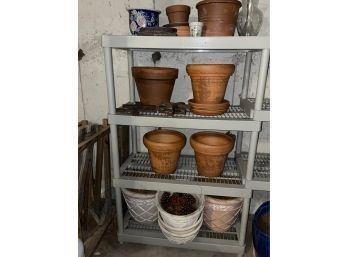Large Lot Of Large Flower Pots And Under Plates