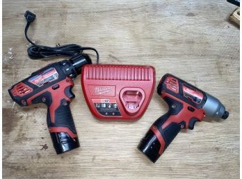 Milwaukee Cordless 3/8' Drill/Driver & Hex Impact Driver & Battery Charger