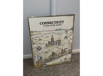 Funny Connecticut 'A View Of The World' Framed Poster