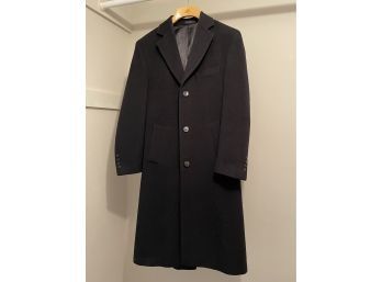 Grant Thomas Men's Black Overcoat - Cashmere/Wool Size 38R