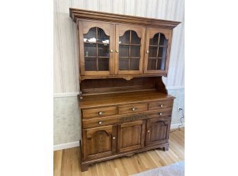 Beautiful Stenciled Hitchcock China Cabinet, Hutch - Quality Dining Room Furniture With Lights
