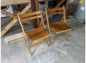 Pair Of Vintage Wood Folding Chairs