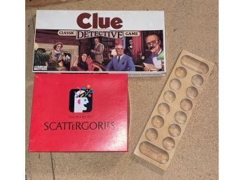 Game Lot - Clue, Scattergories, Mancala Board