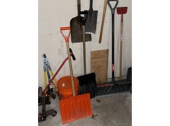 Lot Of 4 Snow Shovels And Ice Chopper