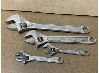Lot Of 4 Adjustable Wrenches