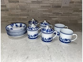 Williams Sonoma Blue & White Bowls & Mugs - Set Of 6