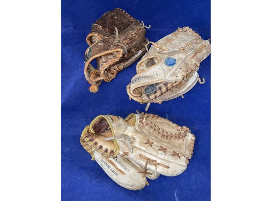 Lot Of 3 Vintage Baseball Mitts, Gloves