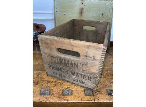 Rare Danbury, Connecticut Bowman's Branch Water Wood Advertising Crate - Antique