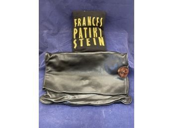 Vintage Frances Patiky Stein Black Leather Fold Over Bag