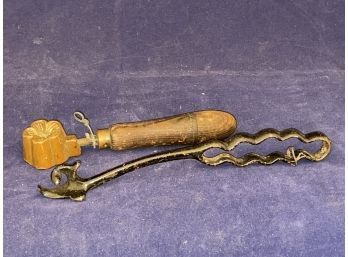 Antique Tools - Decorative Plaster Stamper, Cast Iron Can Opener