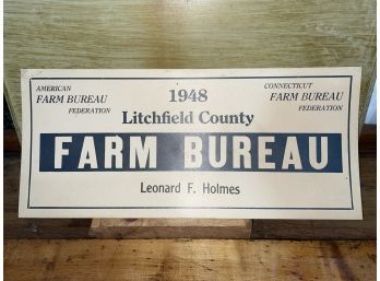 1948 Litchfield County Farm Bureau Cardboard Sign - Vintage Connecticut