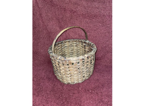 Antique Woven Basket With Handle