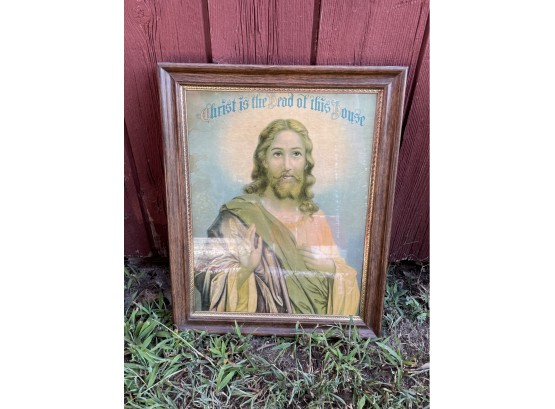 Vintage 'Christ Is The Head Of This House' Framed Jesus Print