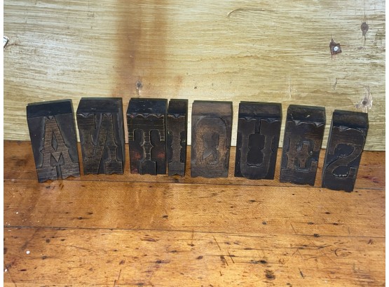 ANTIQUES Wood Printing Press Blocks, Letter Type - Antique