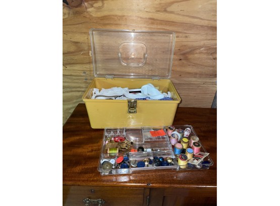 Vintage Sewing Box FILLED With Thread, Buttons, Zippers & MORE