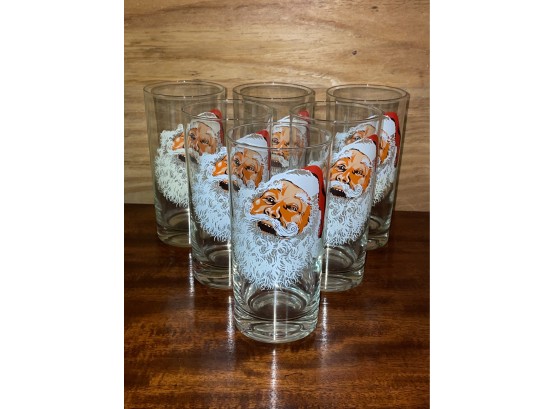 Set Of 6 Santa Claus Vintage Drinking Glasses - Christmas Decor