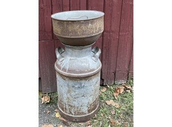 Vintage Dairymen's League Milk Can & Funnel Strainer - Connecticut Farm Antique