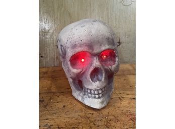 Styrofoam Skull With Light-Up Red Eyes, Spooky Halloween Decor