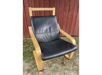 IKEA Mid Century Modern Style Bent Wood Chair With Black Cushions