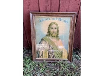 Vintage 'Christ Is The Head Of This House' Framed Jesus Print