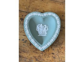 Vintage Wedgwood Sage Green Jasperware Heart Trinket Dish - Made In England