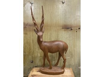 Vintage Carved Wood African Antelope Animal Figure