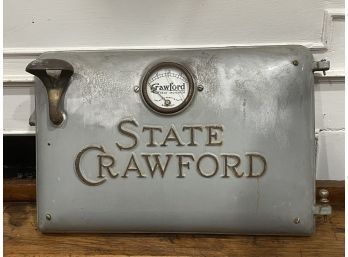 Vintage State Crawford Enameled Cast Iron Stove Door - Farmhouse Decor