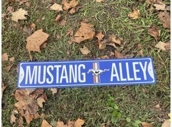 'Mustang Alley' Embossed Metal Garage Sign