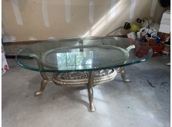 Ornate Glass Top Coffee Table - Very Heavy, Quality Construction