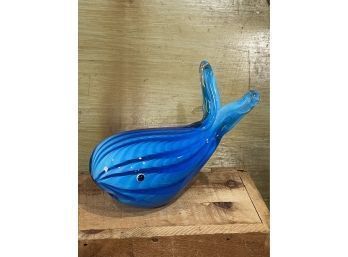 Blue Whale Art Glass Paperweight, Sculpture