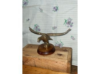 Vintage Brass Eagle On Wood Base