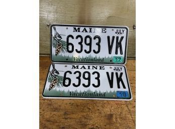 Pair Of Maine 'Vacationland' License Plates