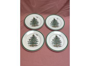Set Of 4 Spode Christmas Tree Salad Plates - England