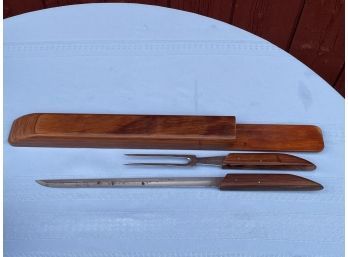Mid Century Rosewood Carving Set - Knife & Fork - Robeson Cutlery