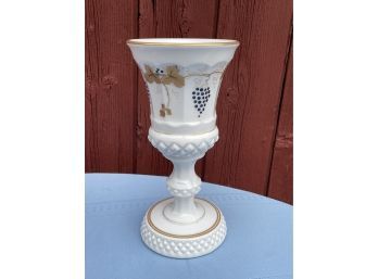 Vintage Milk Glass Vase, Tall Chalice/Goblet