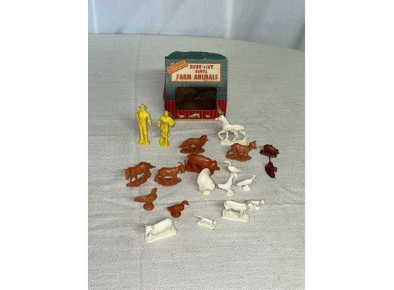 Vintage Rubr-Like Vinyl Farm Animals Toy Set - Auburn Rubber Company