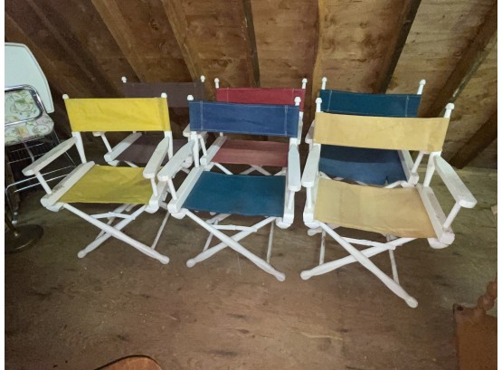 Super Set Of 6 Vintage Folding Directors Chairs - Gold Medal Folding Furniture Co.