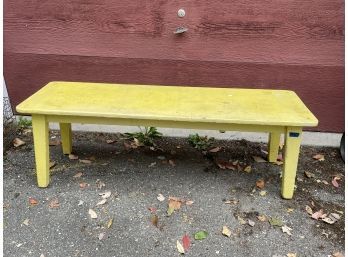 Vintage Yellow Painted Wood Bench #2