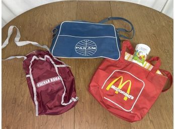 Lot Of 3 Vintage Advertising Bags - Pan Am, Chivas Regal, McDonalds