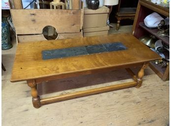 Vintage Lane Mid-Century Coffee Table With Slate Tile Insets