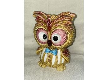 Brown Ceramic Big Eye Owl Planter - Mid Century - Relpo