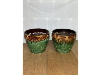 Awesome Pair Of Vintage Art Pottery Mid-Century Flower Pots