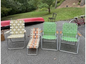 Lot Of Vintage Aluminum Folding Chairs - Classic Retro