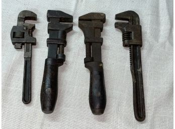 Lot Of 4 Vintage Adjustable Pipe Wrenches