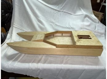 Vintage Unfinished Balsa Wood Boat Model - Catamaran