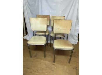 Set Of 4 Retro Chrome Mid-Century Kitchen Table Chairs
