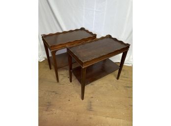 Pair Of Vintage Two Tier End Tables, Side Lamp Tables